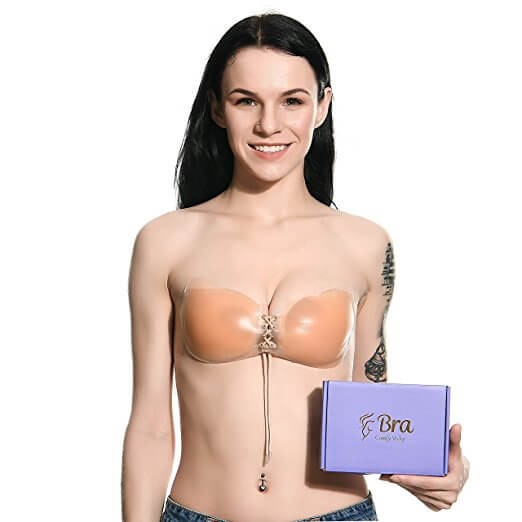 Adhesive Bra, Strapless Push Up Bra Silicone Invisible Nude Backless Light Comfortable Bra Comfy Vicky