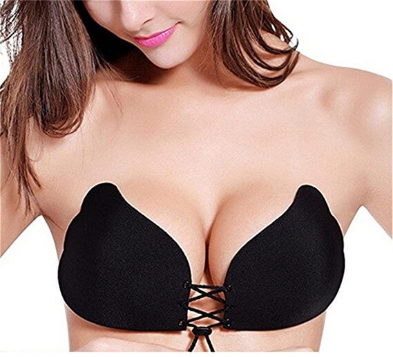 MEINAIER Self Adhesive Bra For Backless Dress, Reusable Push Up Invisible Women Bra